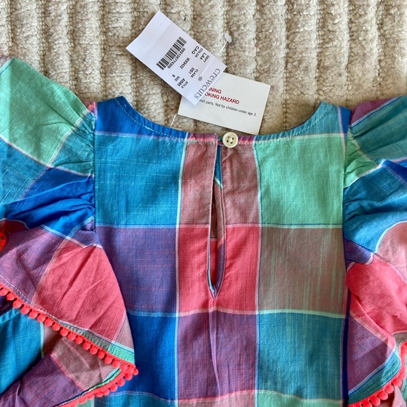 J Crew Crewcuts plaid dress with ruffled sleeves, Girls size 6-7, NWT - Picture 7 of 11